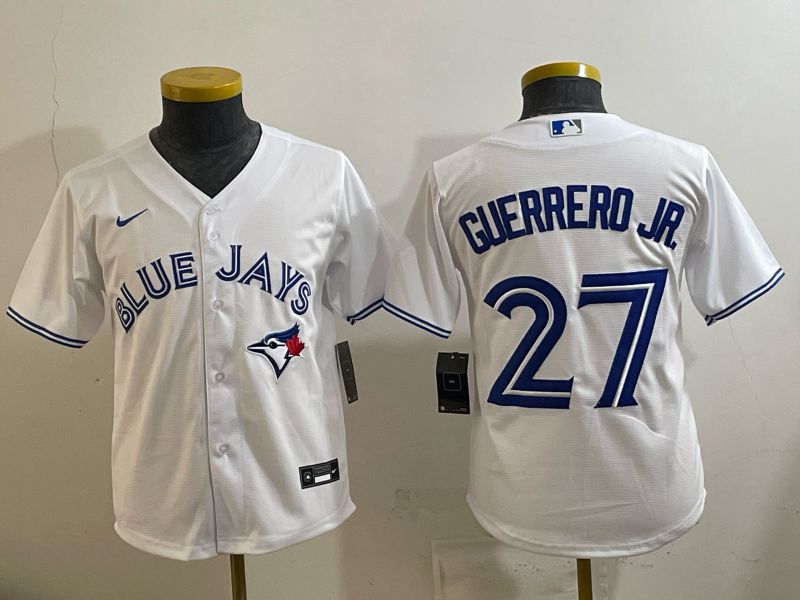 Youth 2025 Nike Toronto Blue Jays #27 Guerrero jr White Game MLB Jersey 01